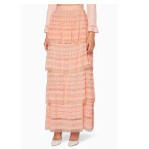 LoveShackFancy Blush Tiered Maxi Skirt